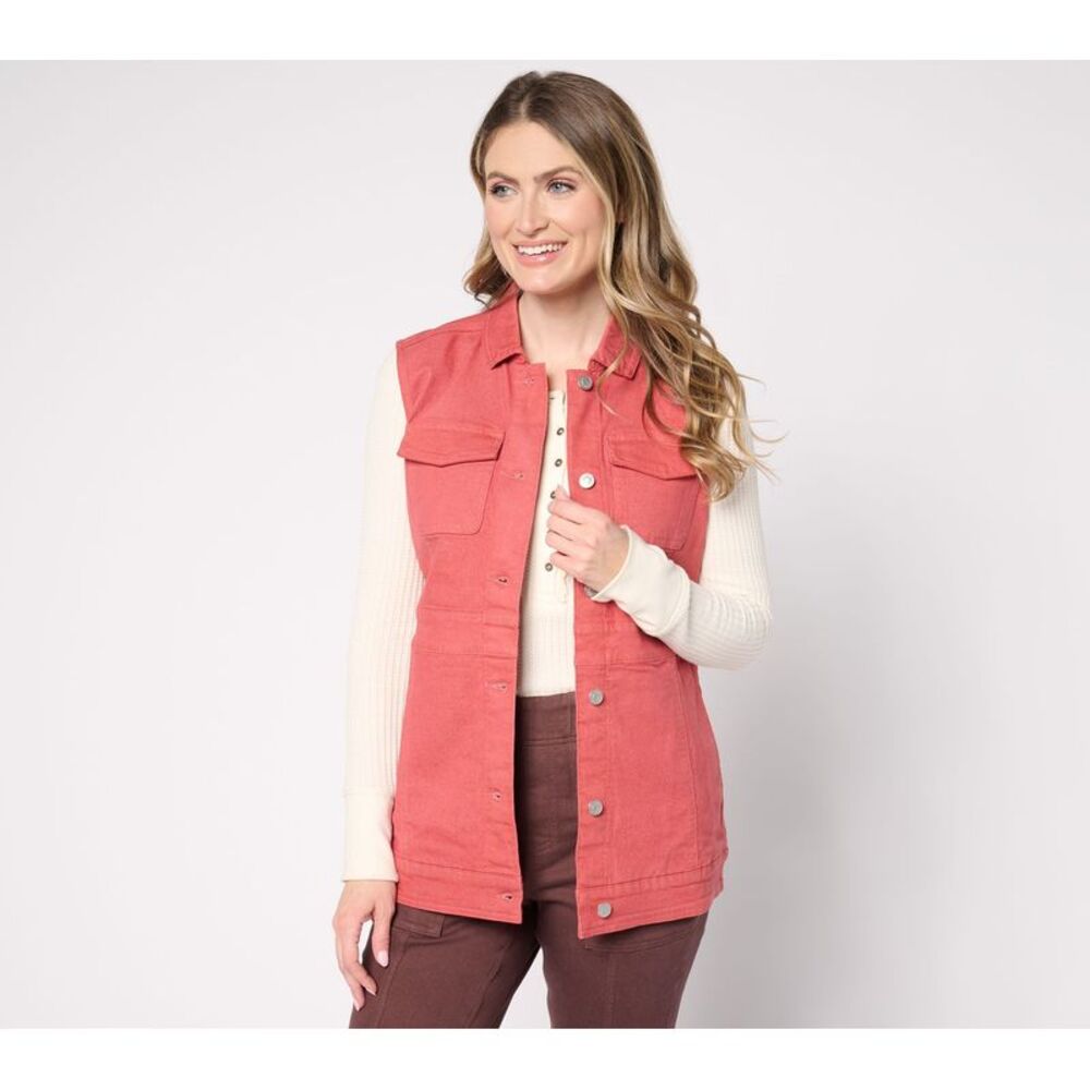 Sorbus Women's Jacket Sz M Denim & Co. Classic Color Vest Pink A675133